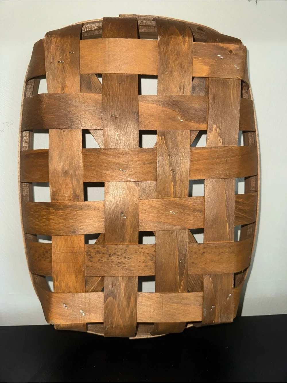 Vintage Woven Wood Tobacco Basket